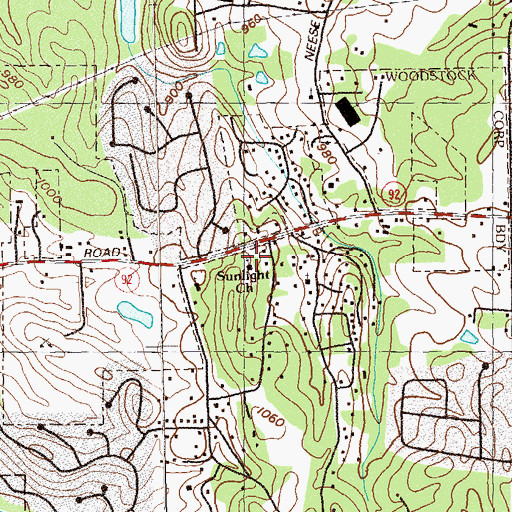 Topographic Map of Sunlight Church, GA