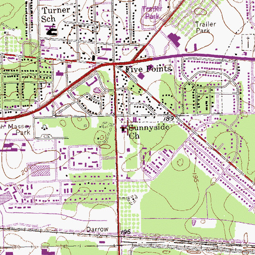 Topographic Map of Sunnyside Church, GA