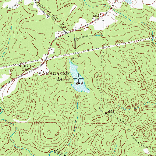 Topographic Map of Sunnyside Lake, GA
