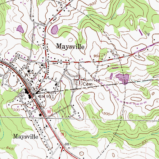 Topographic Map of Sunrise Cemetery, GA