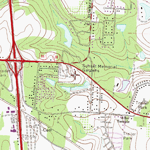 Topographic Map of Sunset Memorial Gardens, GA