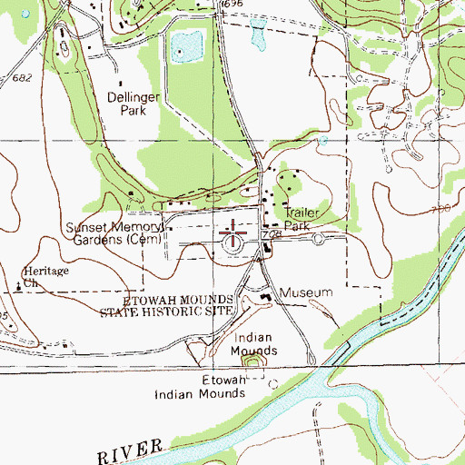 Topographic Map of Sunset Memory Gardens, GA