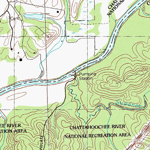 Topographic Map of Suwanee Creek, GA