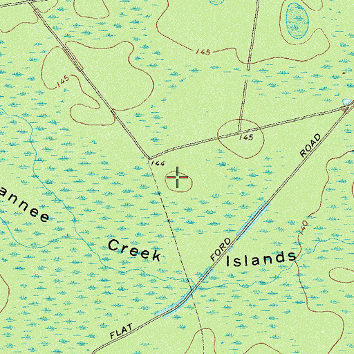 Topographic Map of Suwannee Creek Islands, GA