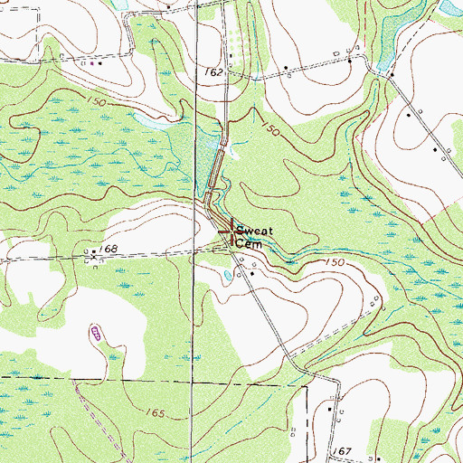 Topographic Map of Sweat Cemetery, GA