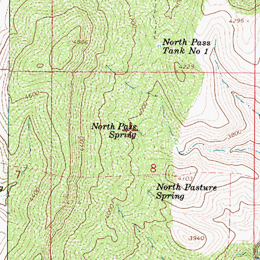 Topographic Map of North Pass Spring, AZ