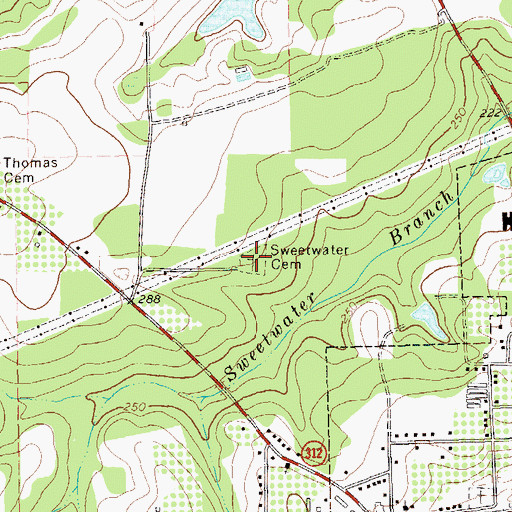 Topographic Map of Sweetwater Cemetery, GA
