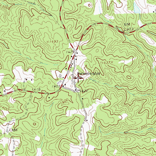 Topographic Map of Sweetwater Church, GA