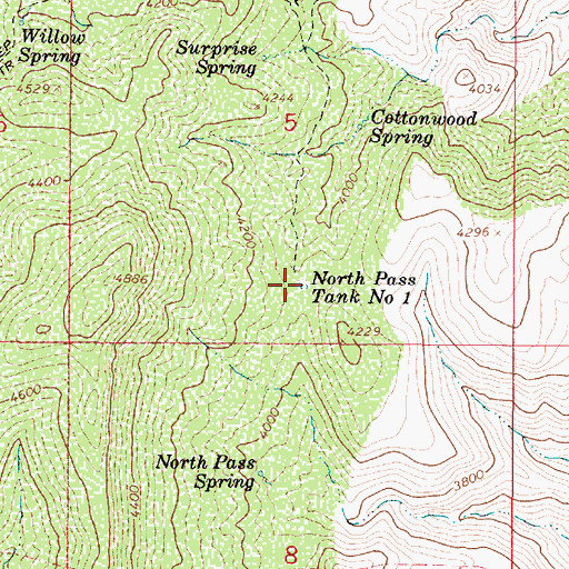 Topographic Map of North Pass Tank Number One, AZ