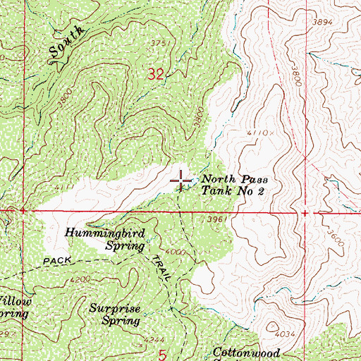 Topographic Map of North Pass Tank Number Two, AZ
