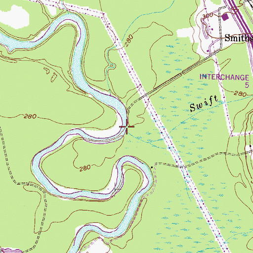 Topographic Map of Swift Creek, GA