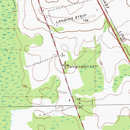 Topographic Map of Swingington Cemetery, GA