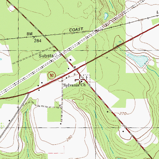 Topographic Map of Sylvania Church, GA