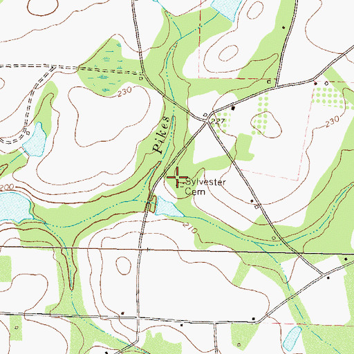 Topographic Map of Sylvester Cemetery, GA