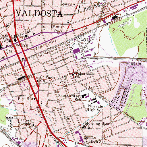Topographic Map of Tabernacle Church, GA