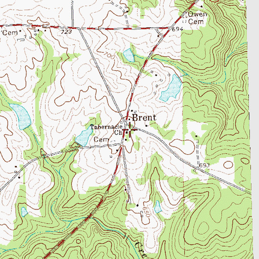 Topographic Map of Tabernacle Church, GA
