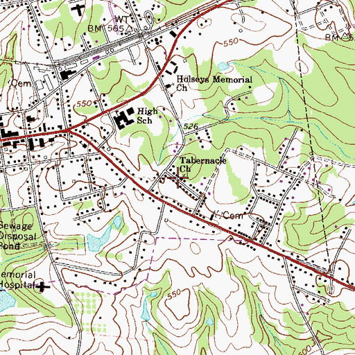 Topographic Map of Tabernacle Church, GA