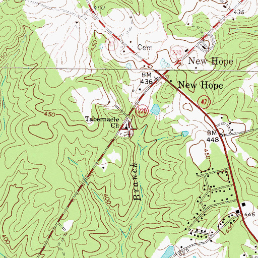 Topographic Map of Tabernacle Church, GA
