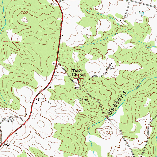 Topographic Map of Tabor Chapel, GA