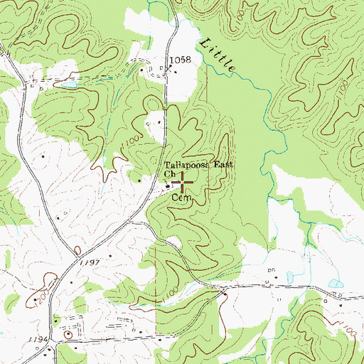 Topographic Map of Tallapoosa East Church, GA