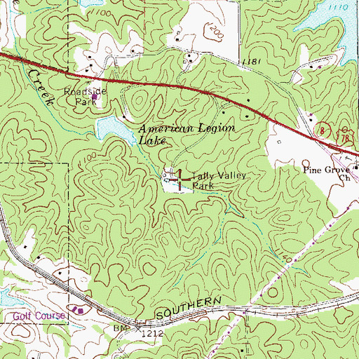 Topographic Map of Tally Valley Park, GA