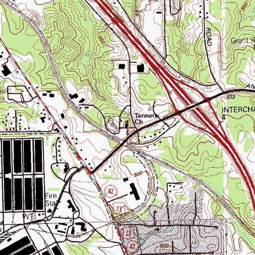 Topographic Map of Tanners Church, GA
