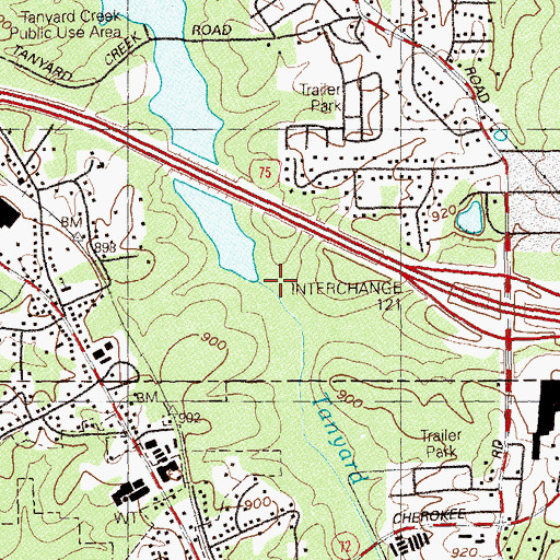 Topographic Map of Tanyard Creek, GA