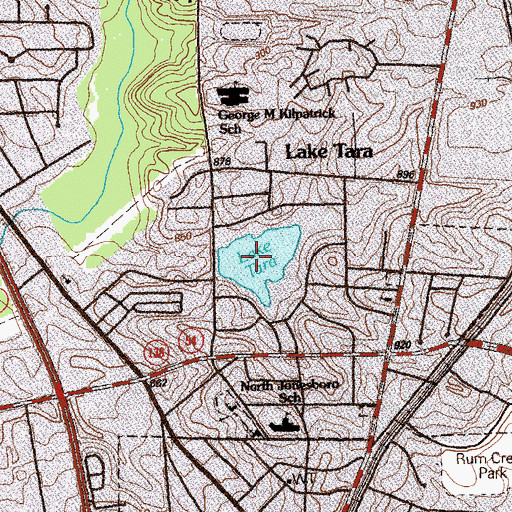 Topographic Map of Lake Tara, GA
