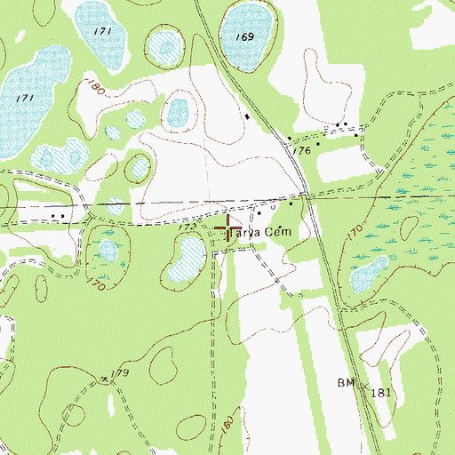 Topographic Map of Tarva Cemetery, GA