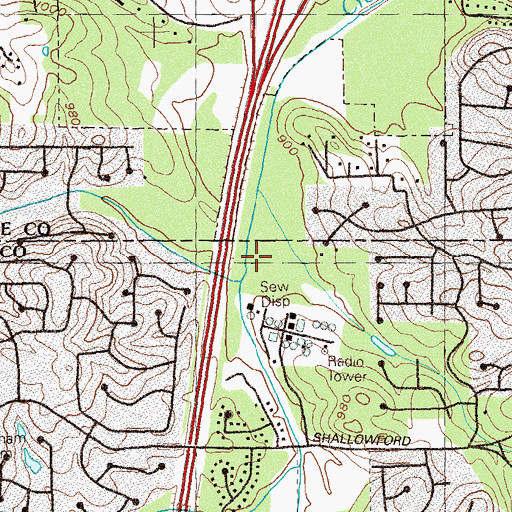 Topographic Map of Tate Creek, GA
