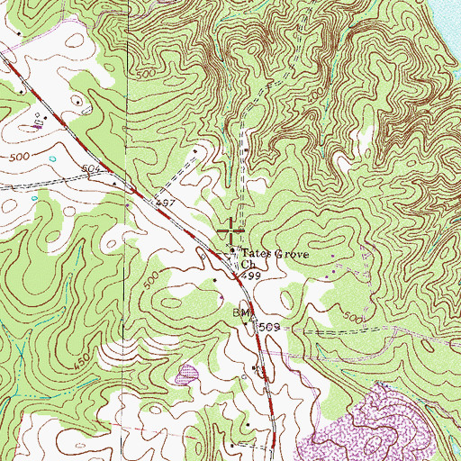 Topographic Map of Tates Grove Church, GA