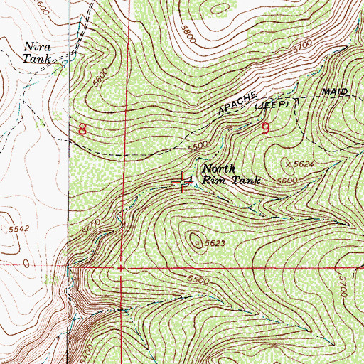 Topographic Map of North Rim Tank, AZ