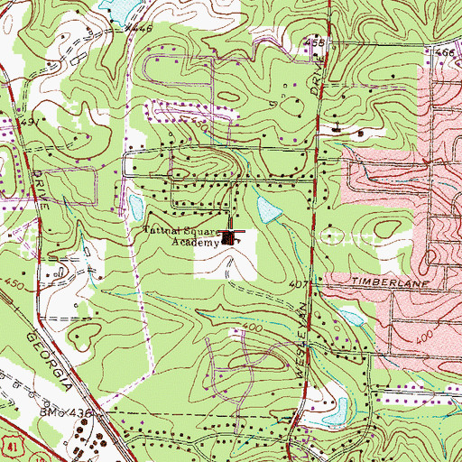 Topographic Map of Tattnal Square Academy, GA
