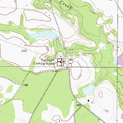 Topographic Map of Tattnall Campground, GA