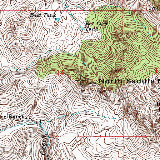 Topographic Map of North Saddle Mountain, AZ