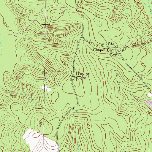 Topographic Map of Taylor Cemetery, GA