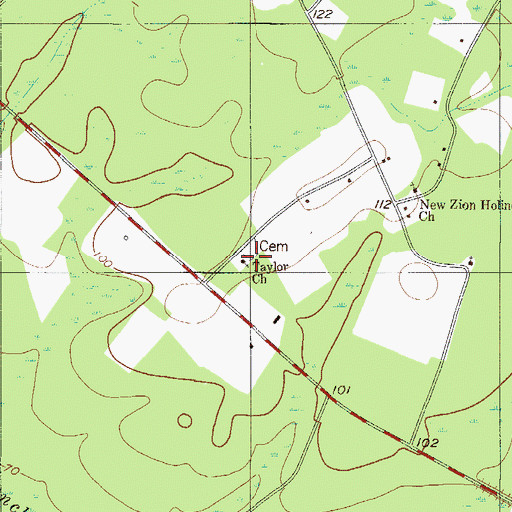 Topographic Map of Taylor Church, GA