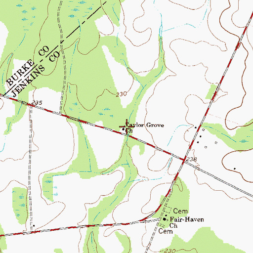 Topographic Map of Taylor Grove Church, GA