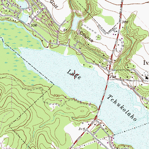 Topographic Map of Lake Tchukolaho, GA