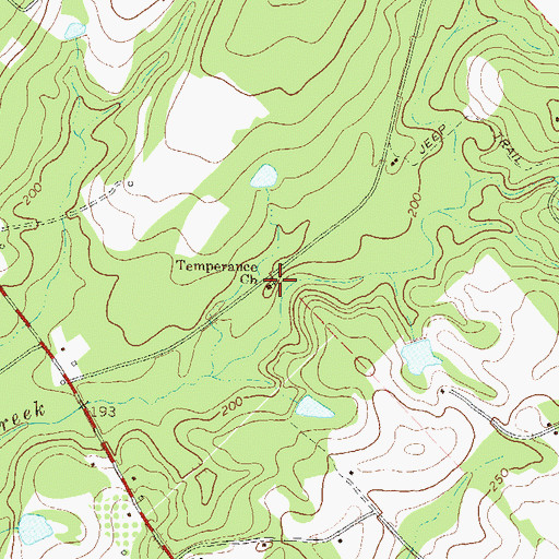 Topographic Map of Temperance Church, GA