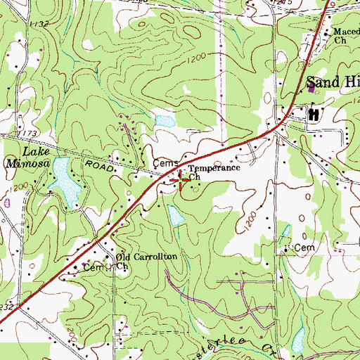 Topographic Map of Temperance Church, GA