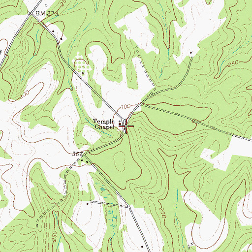 Topographic Map of Temple Chapel, GA