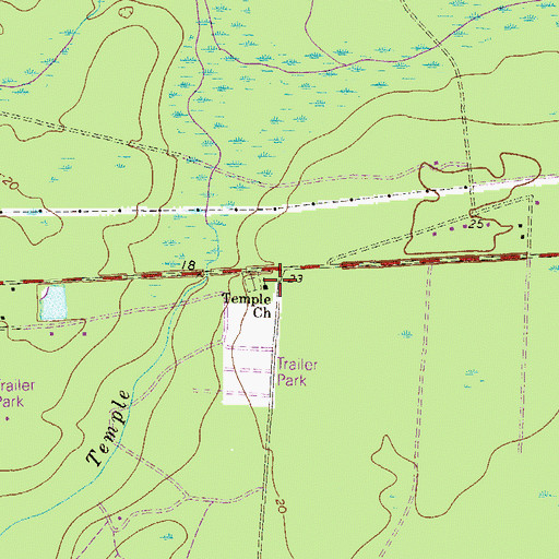 Topographic Map of Temple Church, GA