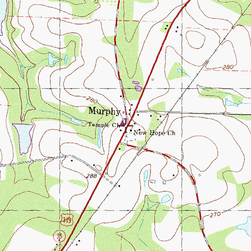 Topographic Map of Temple Church, GA