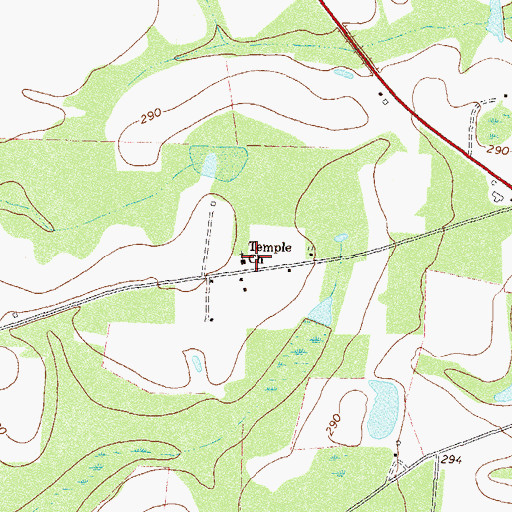 Topographic Map of Temple Church, GA