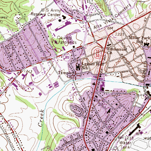 Topographic Map of Temple Church, GA