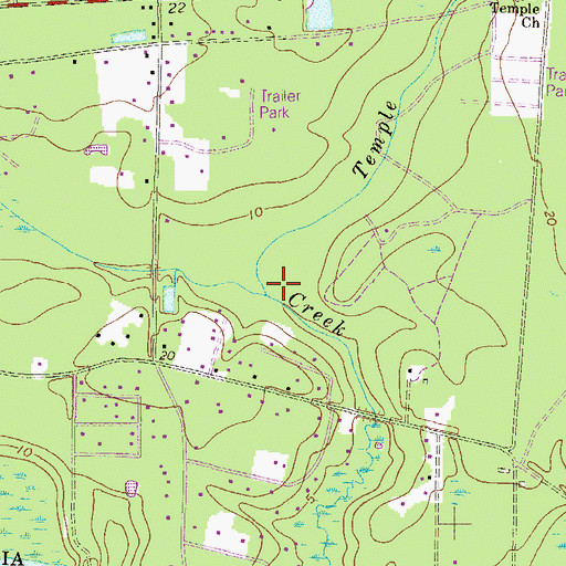 Topographic Map of Temple Creek, GA