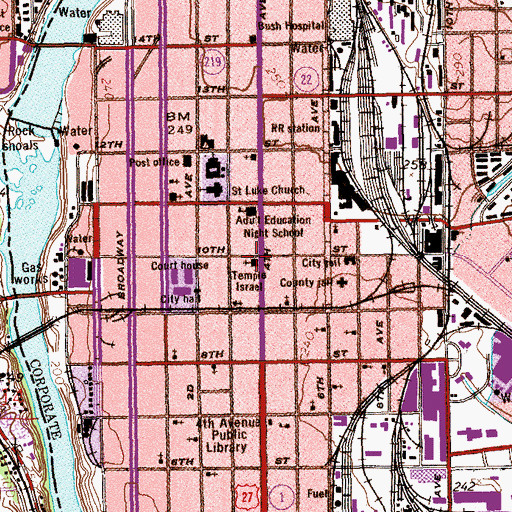 Topographic Map of Temple Israe, GA