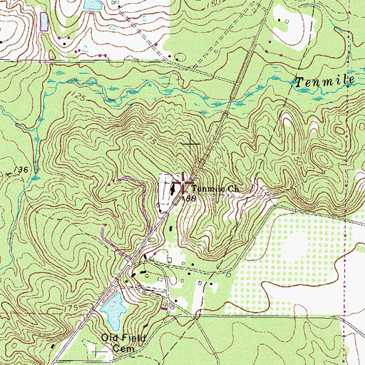 Topographic Map of Tenmile Church, GA