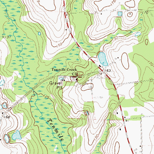 Topographic Map of Tenmile Creek Church, GA